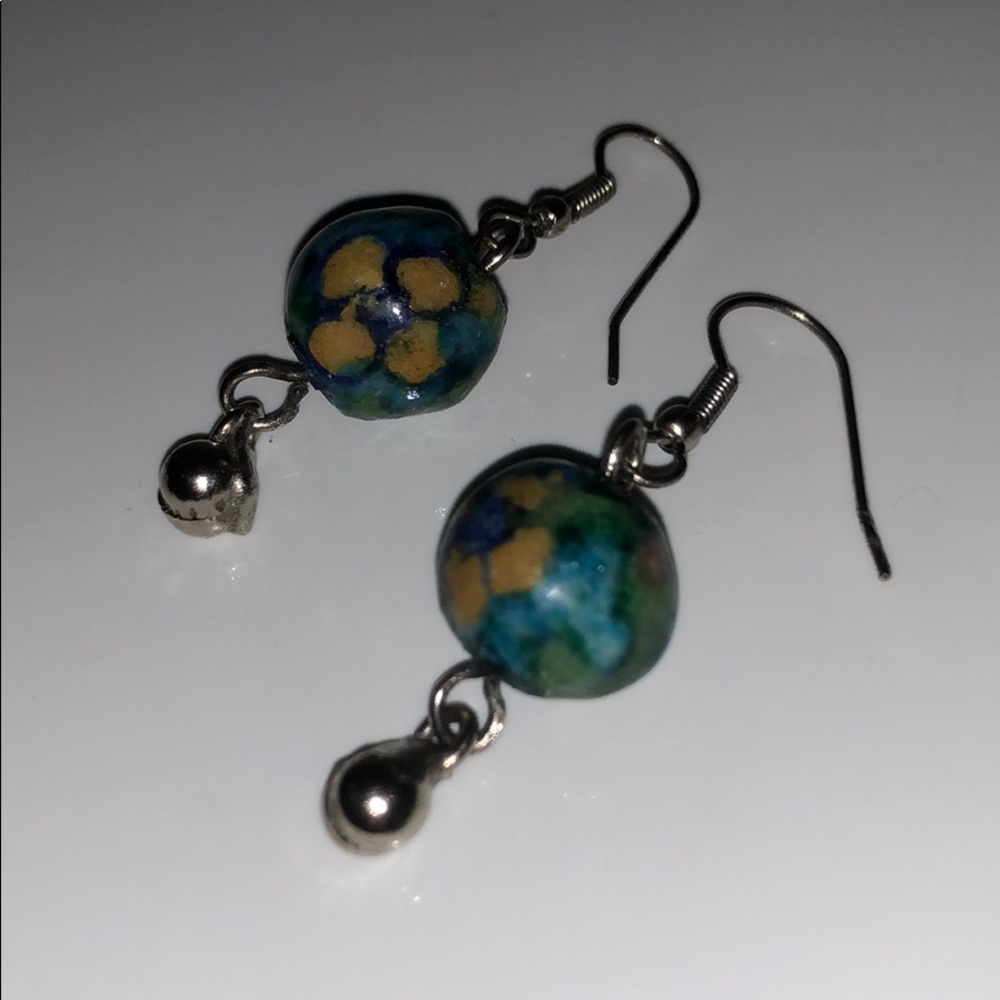 VINTAGE HAND PAINTED FLOWERS ON BALLS W/SILVER - Picture 8 of 8